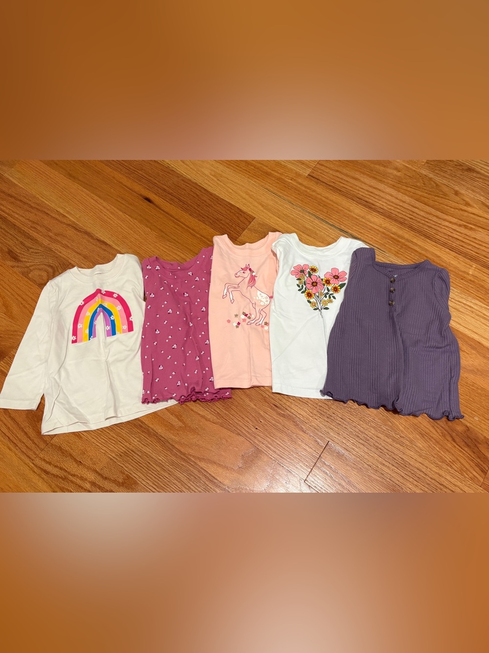 Cat & Jack Girls Short Sleeve Tee Pack — Pink, White, Mauve, Purple 5 pack